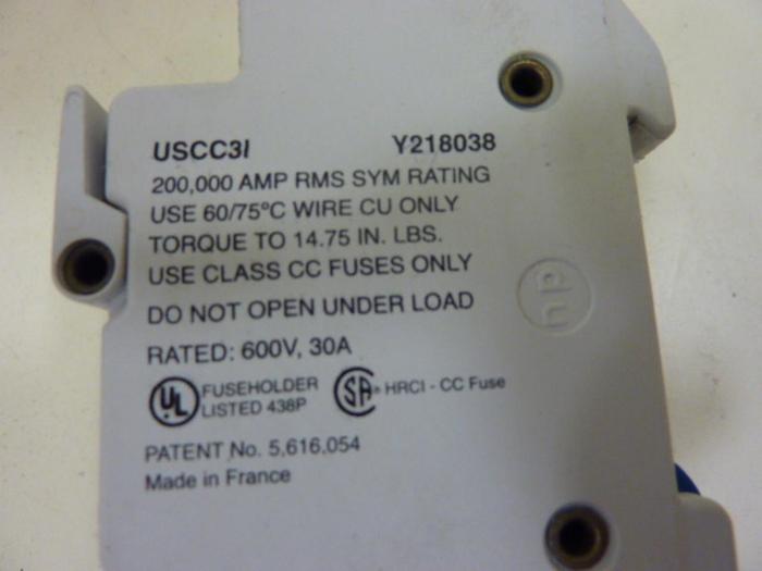 Used FERRAZ SHAWMUT 30 Amp Fuse Holder USCC3I #76071