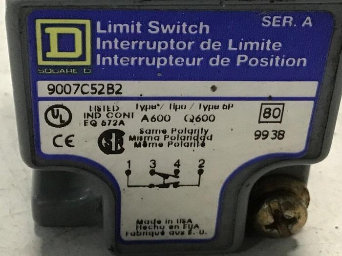 Used SQUARE D Limit Switch 9007-C52B2 #122022
