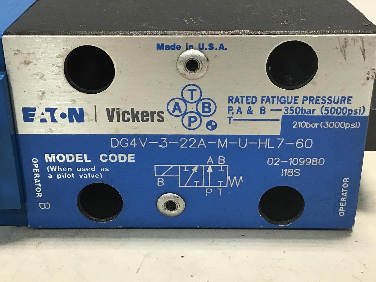 Used VICKERS Directional Hydraulic Valve DG4V322AMUHL760 Used