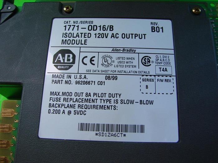 Used ALLEN BRADLEY AC Output Module 1771-OD16 SER B #10418