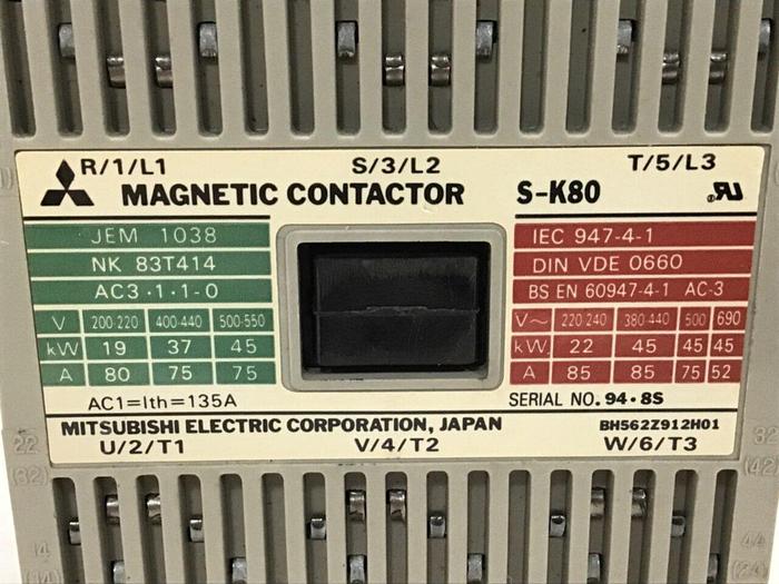Used MITSUBISHI Magnetic Contactor S-K80 #111928