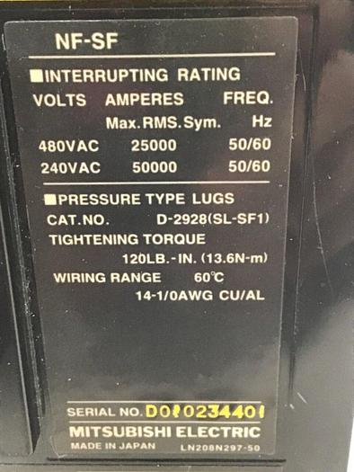 Used MITSUBISHI 40 Amp Circuit Breaker NF-SF3040 #140633