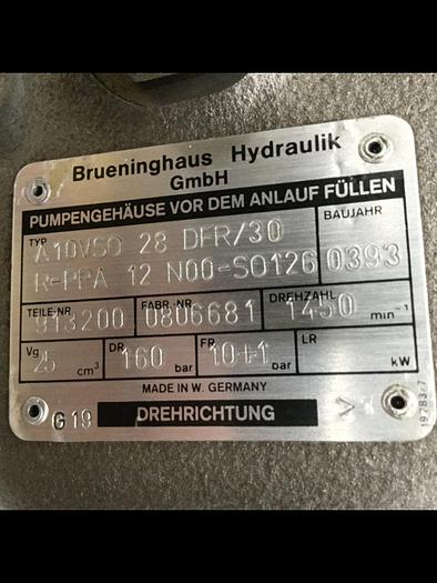 Used BRUENINGHAUS HYDRAULIK Hydraulic Pump A10VSO28DFR/30R #107903