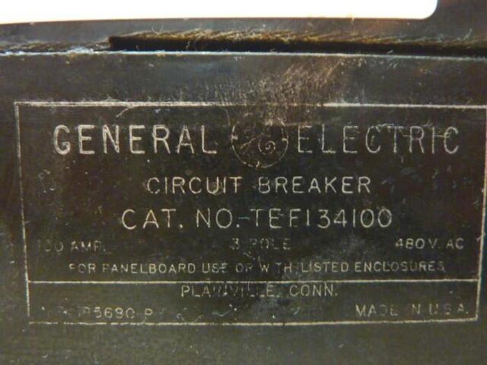 Used GENERAL ELECTRIC / GE 100 Amp Circuit Breaker TEF134100 Used