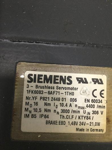 Used SIEMENS Brushless Servo Motor 1FK6083-6AF71-1TH0 WG Used