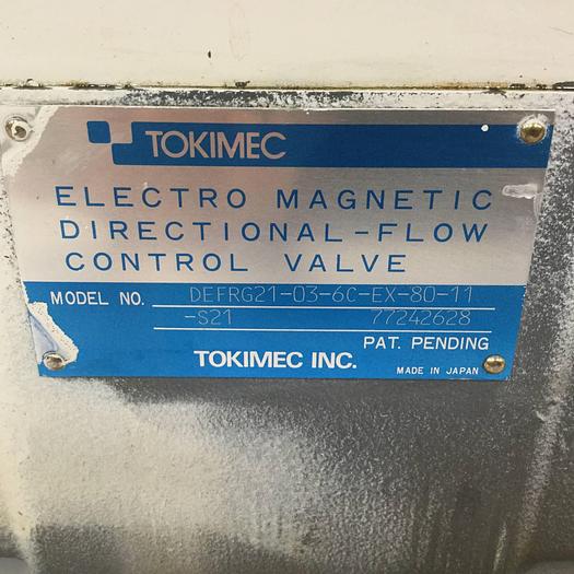 Used TOKIMEC Directional Flow Control Valve DEFRG21-03-6C-EX-80-11-S21 Used