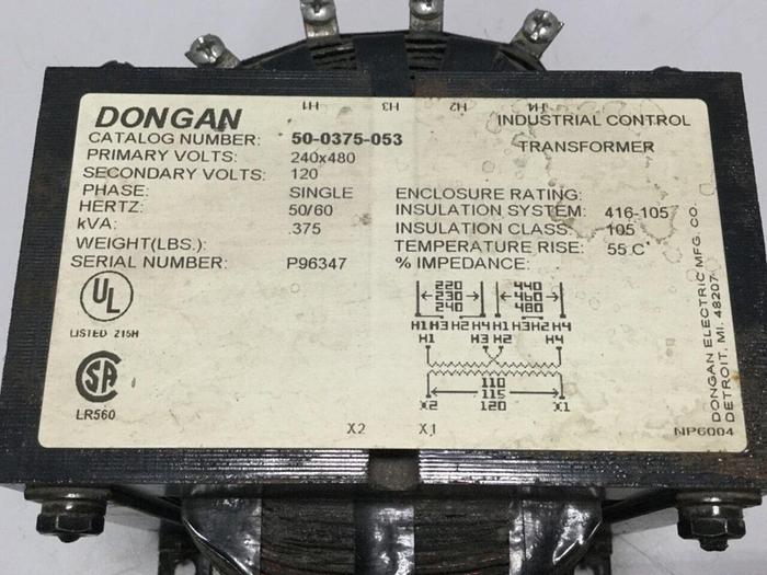 Used DONGAN .375 kVA Transformer 50-0375-053 #109566