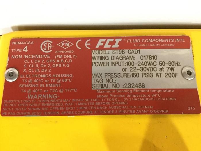 Used FLUID COMPONENTS ST98-CAD1 Flow Meter Transmitter ST98 FLEXMASSTER #99619