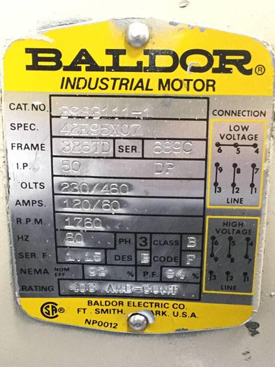 Used BALDOR 50 HP Motor 3983111-1 Used