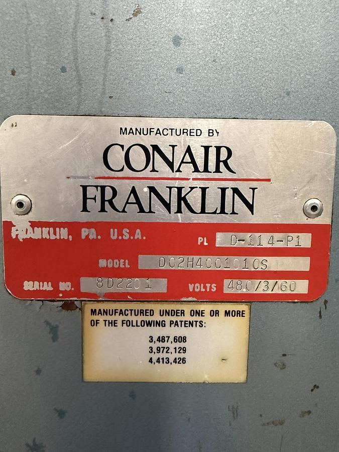Used CONAIR FRANKLIN Desiccant Dryer D200 DC2H4001010S USED Needs to be cleaned