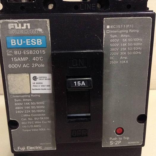 Used FUJI ELECTRIC 15 Amp Circuit Breaker BU-ESB2015 #78561