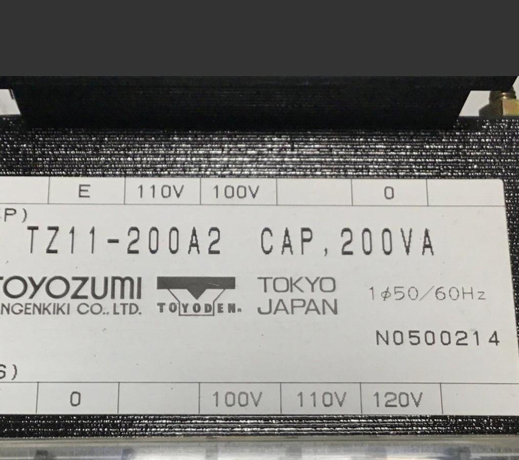 Used TOYOZUMI DENGEN KIKI 200 VA Transformer TZ11-200A2 USED