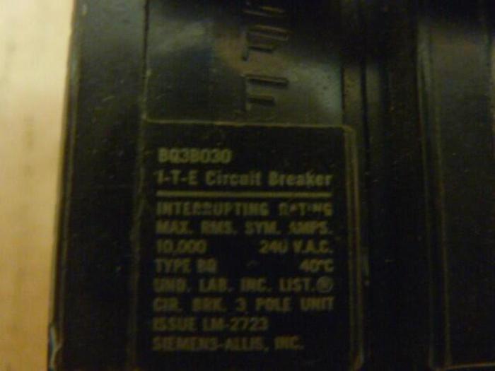 Used GOULD 30 Amp Circuit Breaker BQ3B030 #27031