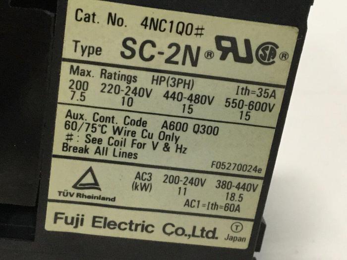 Used FUJI ELECTRIC Contactor SC-2N 4NC1Q0 #108985