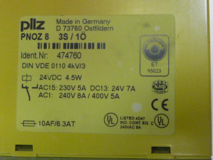 Used PILZ Safety Relay PNOZ83S/1O #49032