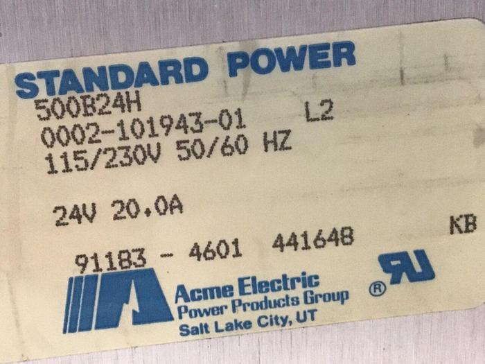 Used ACME ELECTRIC Power Supply 500B24H Used