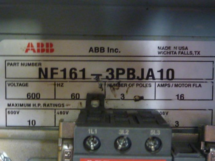 Used ABB Disconnect Switch NF161-3PBJA10 #66995