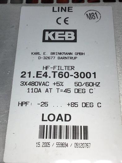 Used KEB HF Filter 21.E4.T60-3001 #137004
