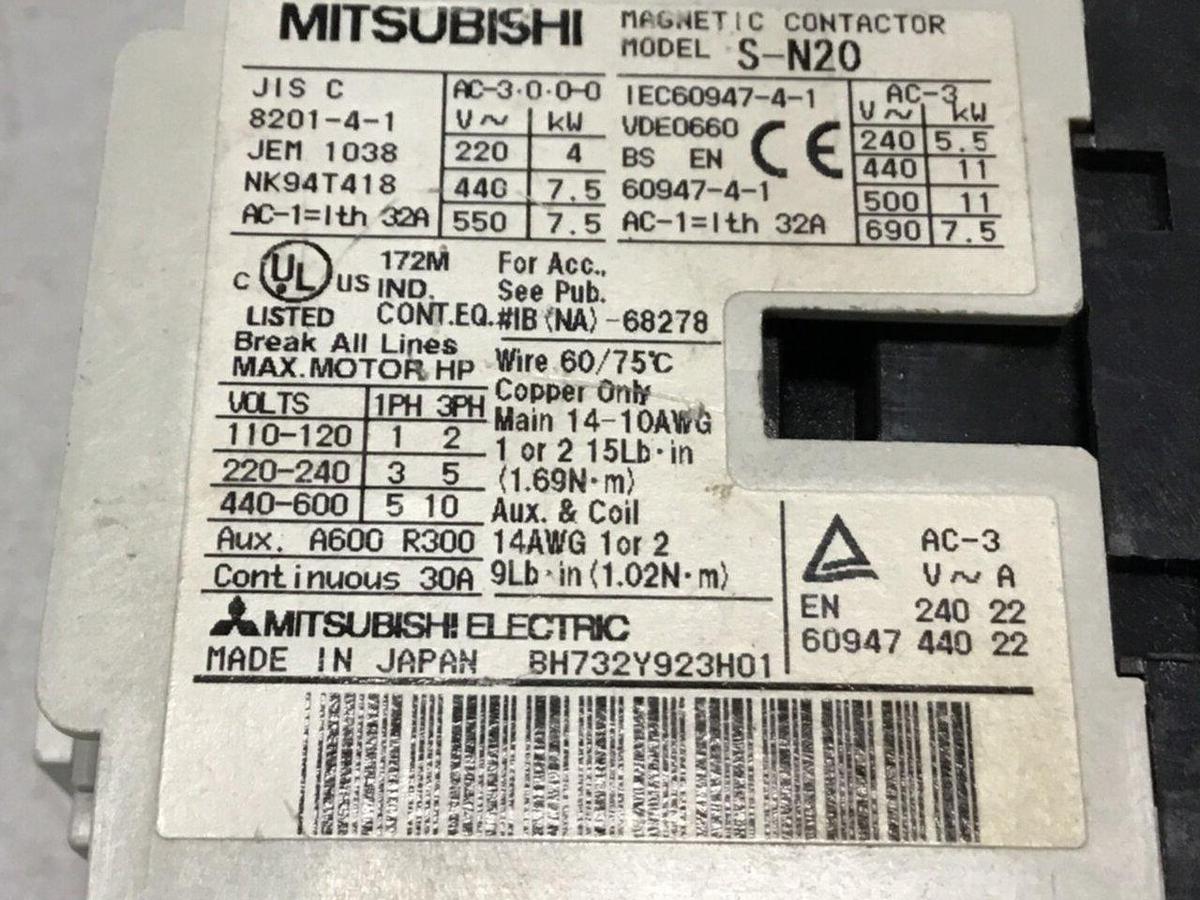 Used MITSUBISHI Contactor S-N20 USED