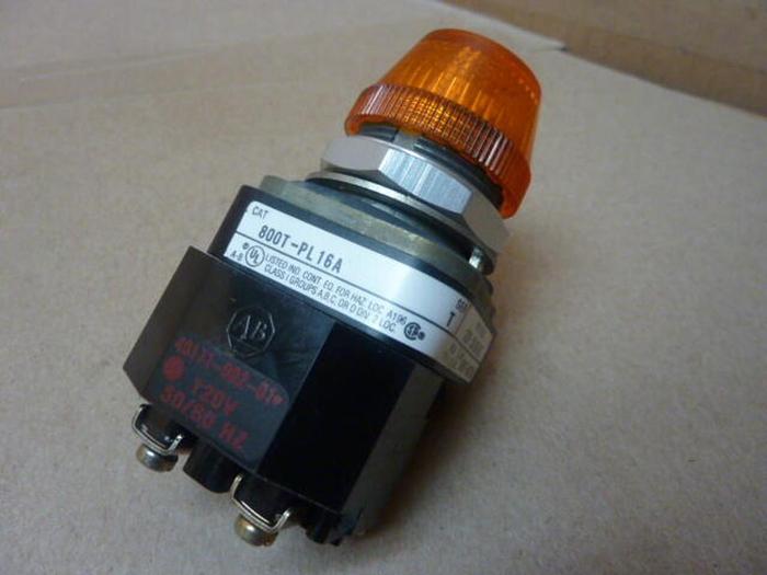 Used ALLEN BRADLEY Pilot Light 800T-PL16 AMBER #30409