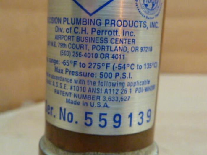 Used PRECISION PLUMBING PRODUCTS Water Hammer Arrestor SC-750 "B" #30061