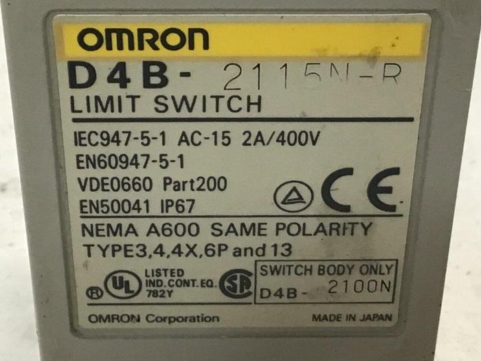 Used OMRON Limit Switch D4B-2115N-R #121514
