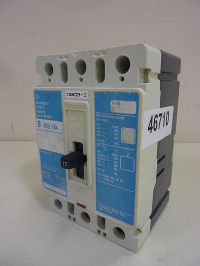 Used WESTINGHOUSE 15 Amp Circuit Breaker FDB3015L #46713