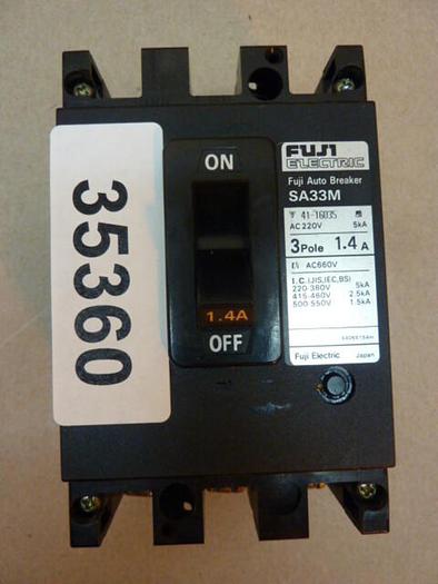 Used FUJI ELECTRIC 1.4 Amp Circuit Breaker SA33M-1.4 #35360