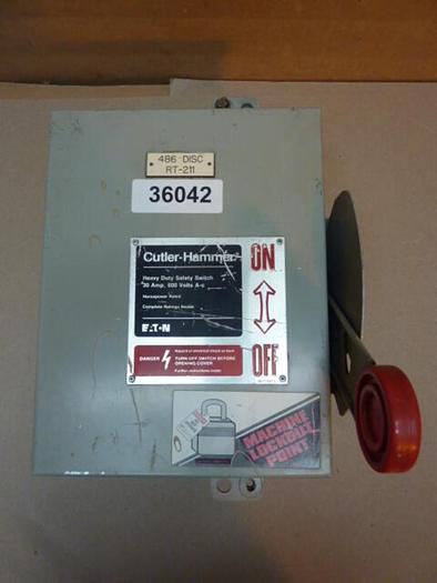 Used CUTLER HAMMER 30 Amp Safety Disconnect Switch DH361UDK #36051