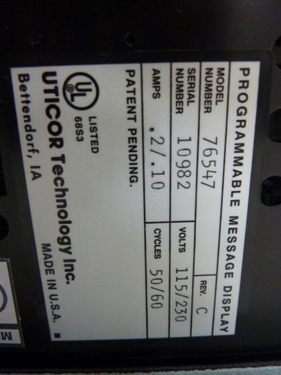 Used UTICOR Programmable Message Display PMD300S #51432