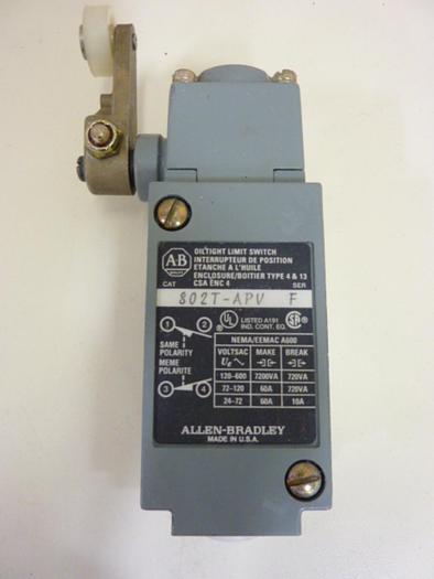 Used ALLEN BRADLEY Oiltight Limit Switch 802T-APV SER F USED #59630