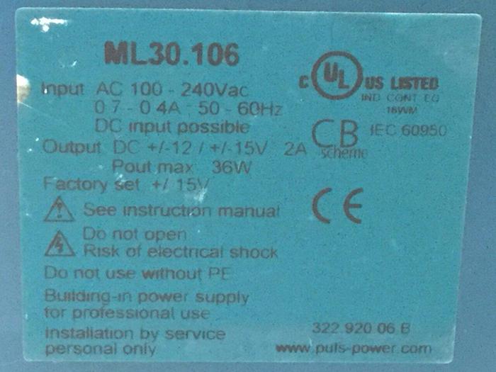 Used PULS Power Supply ML30.106 #104000