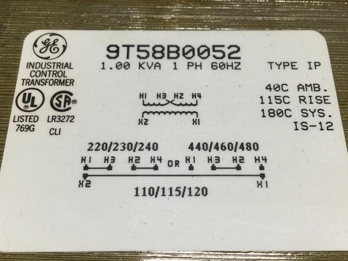 Used GENERAL ELECTRIC / GE 1.00 kVA Transformer 9T58B0052 #110757