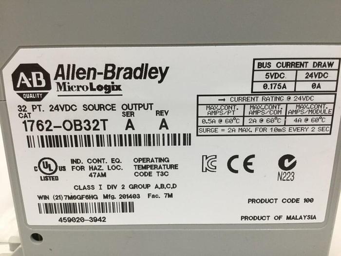 Used ALLEN BRADLEY Output Module 1762-OB32T SER A #104440