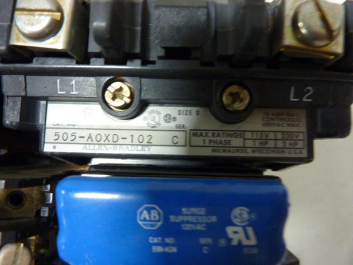 Used ALLEN BRADLEY Motor Starter Size 0 505-AOXD-102 SER C #58006