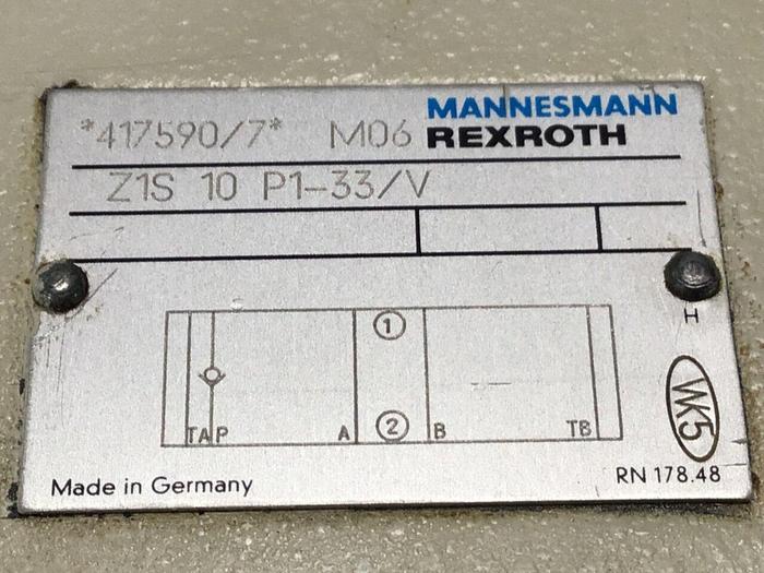 Used MANNESMANN REXROTH Valve Block Z1S 10 P1-33/V #125997