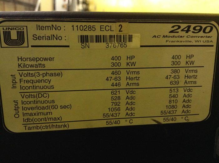 Used UNICO AC Modular Inverter / Converter 110285 ECL 2 Used