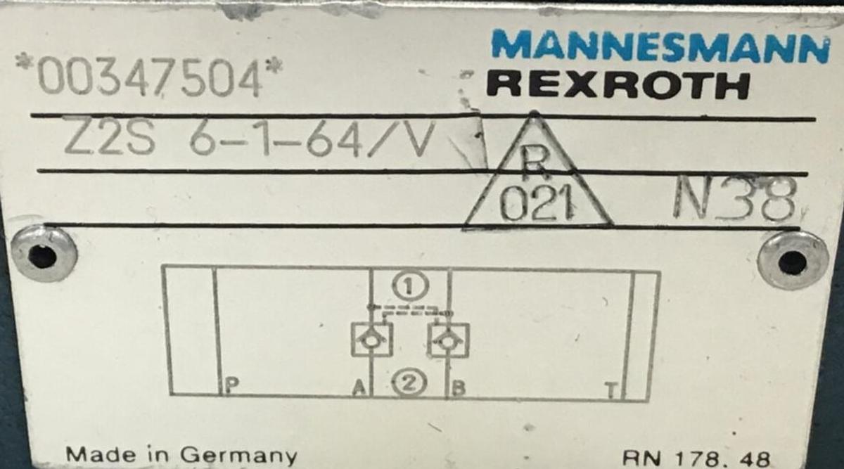 Used MANNESMANN REXROTH Valve Z2S6164V USED
