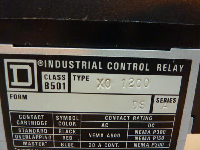 Used SQUARE D Industrial Control Relay 8501-XO  1200 #33177