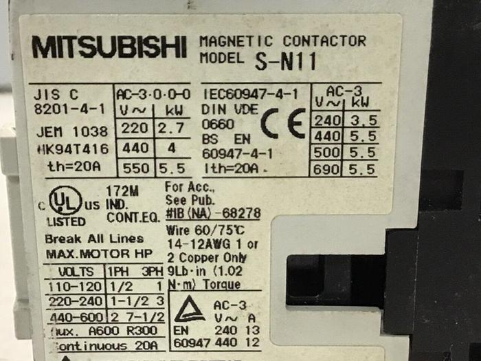 Used MITSUBISHI Magnetic Contactor S-N11 USED