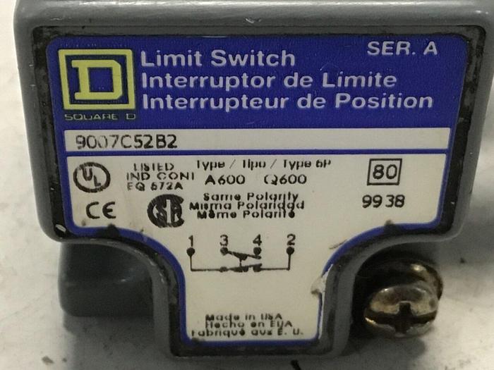Used SQUARE D Limit Switch 9007-C52B2 #122017