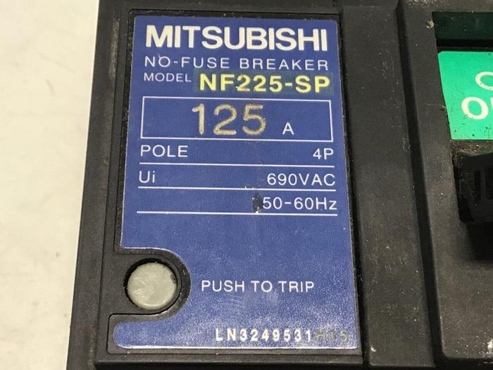 Used MITSUBISHI 125 Amp Circuit Breaker NF225-SP-125 #119963