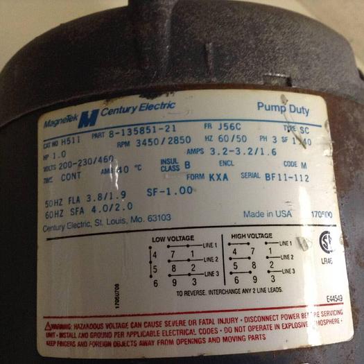 Used MAGNETEK 1 HP Motor H511 #87782