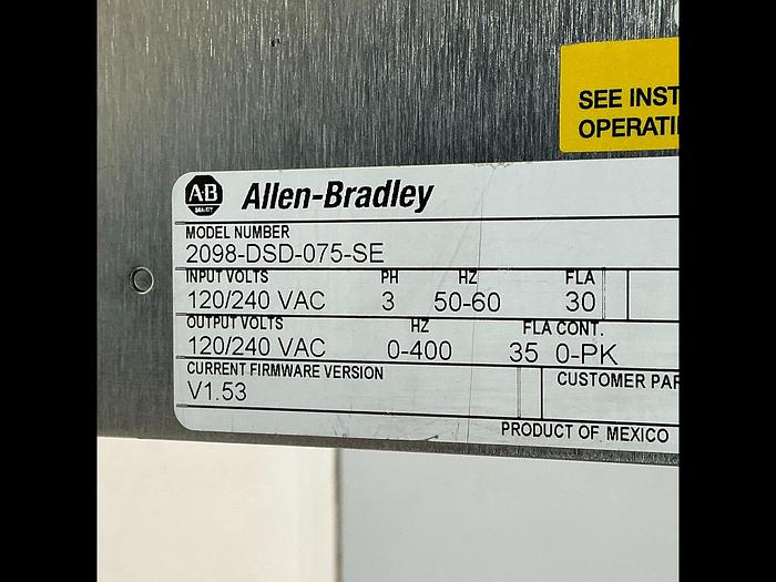 Used ALLEN BRADLEY 2098-DSD-075-SE