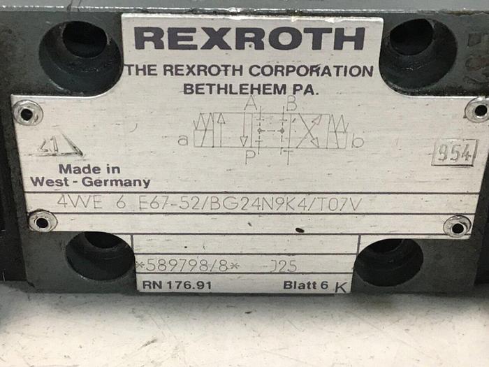 Used REXROTH Hydraulic Valve 4WE6E6752BG24N9K4T07V #116376