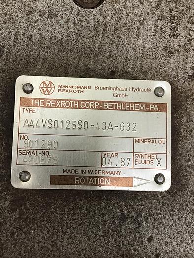 Used BRUENINGHAUS HYDROMATIK AA4VS0125S043A632 Used #139221