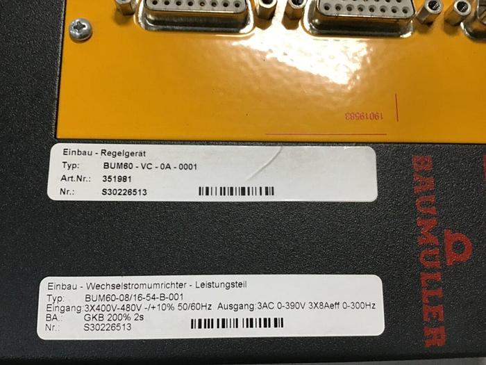 Used BAUMULLER Servo Drive BUM60-VC-0A-0001 Used
