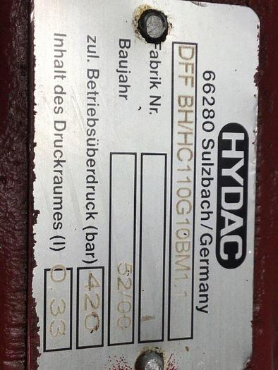 Used HYDAC Pressure Filter for Reversible Oil Flow DFFBH/HC110G10BM1.1 #109725