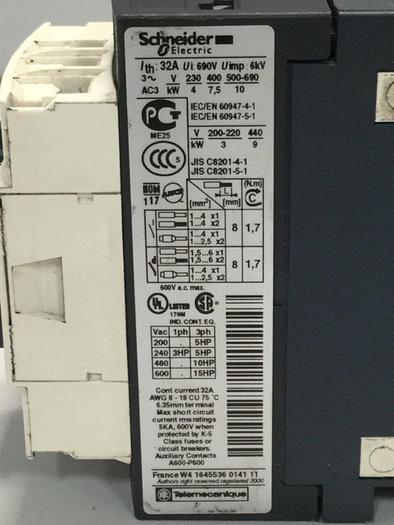 Used SCHNEIDER ELECTRIC Contactor LC1D18BL #108802