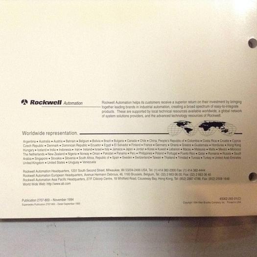 Used ALLEN BRADLEY User Manual 2707-800 #70837